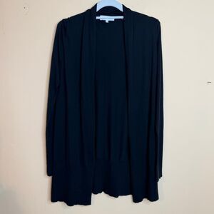 White+Warren 100% cotton light Open Front Cardigan Sweater black XS Women